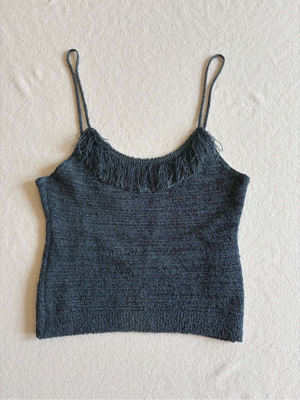 Vintage Y2K Blue Textured Knit Crop Tank